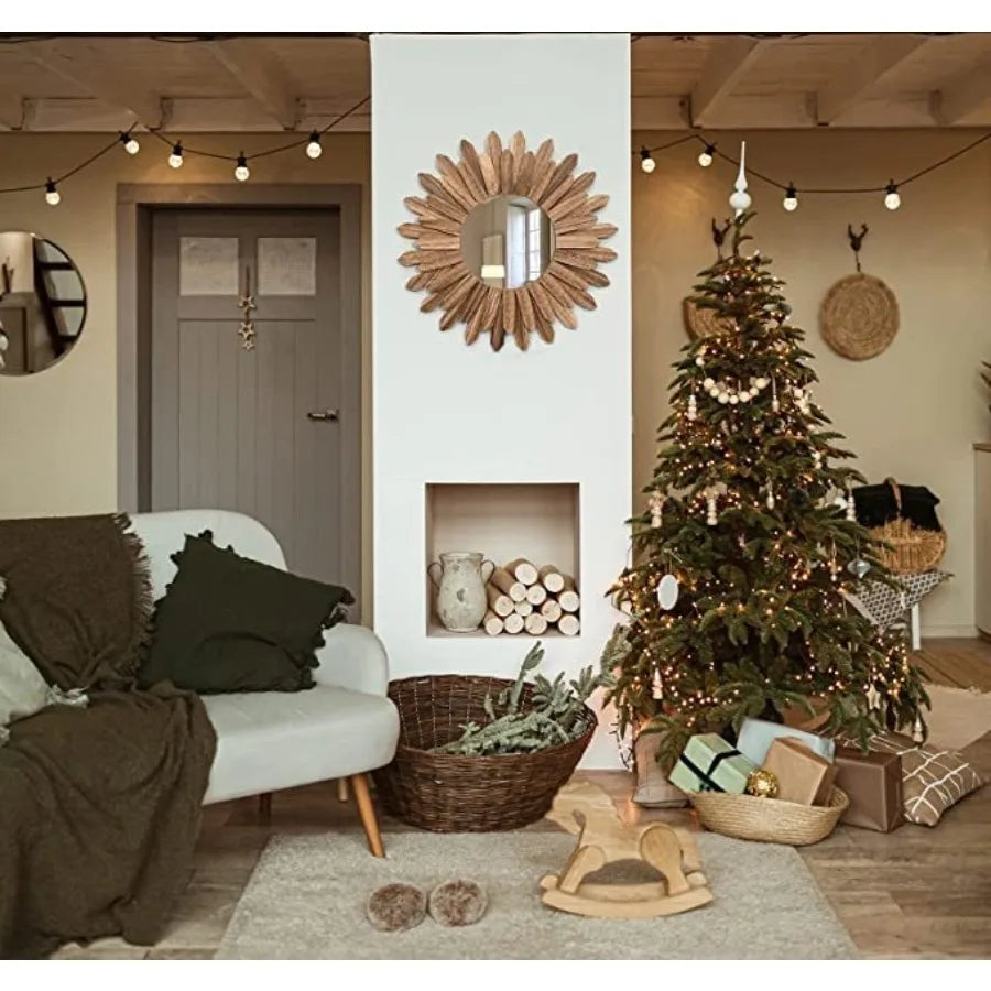 12" Rustic Wooden Wall Mirror