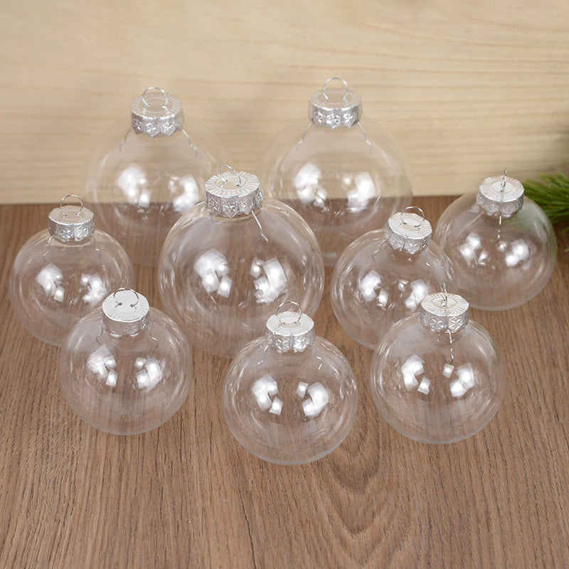 6Pcs Clear Plastic Fillable Christmas Ball Ornaments