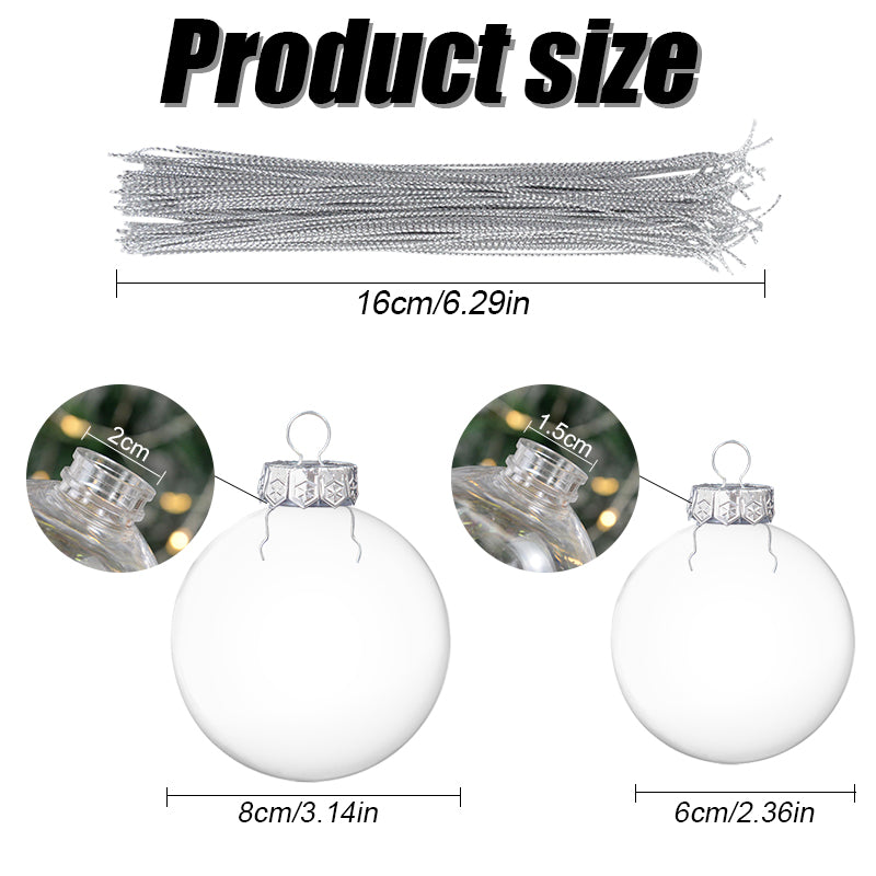 6Pcs Clear Plastic Fillable Christmas Ball Ornaments