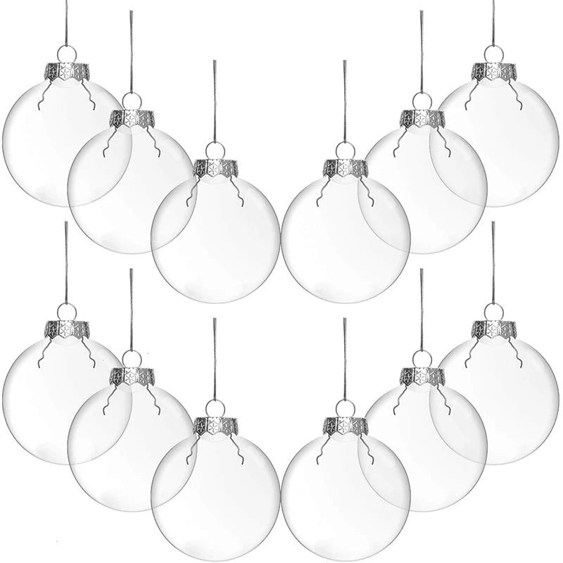 6Pcs Clear Plastic Fillable Christmas Ball Ornaments