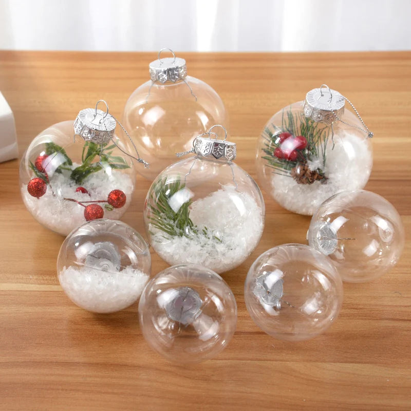 6Pcs Clear Plastic Fillable Christmas Ball Ornaments