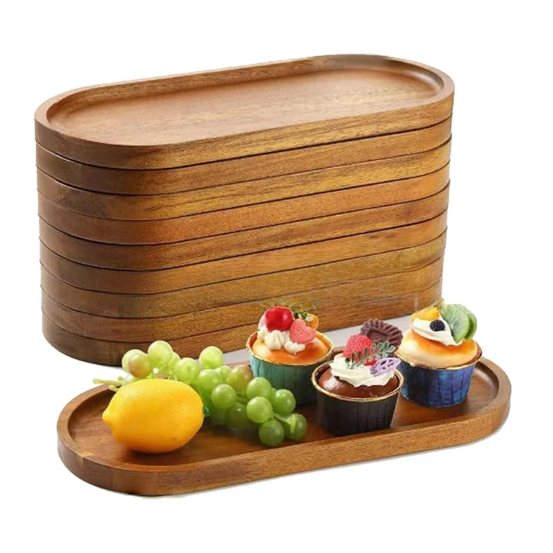 Wooden Round Tray Home Decor Food Items