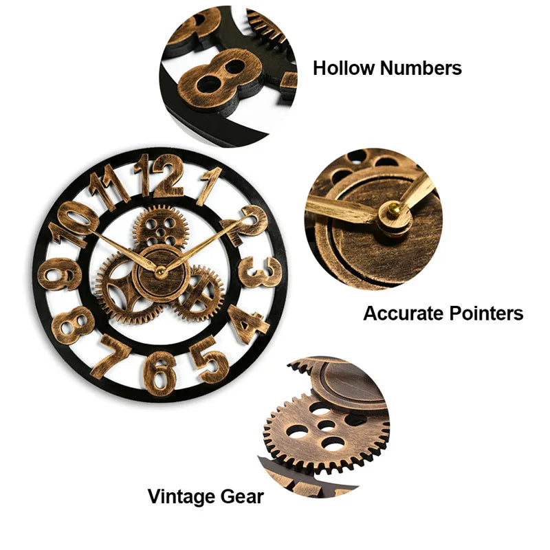 Retro Style Wooden Wall Clock
