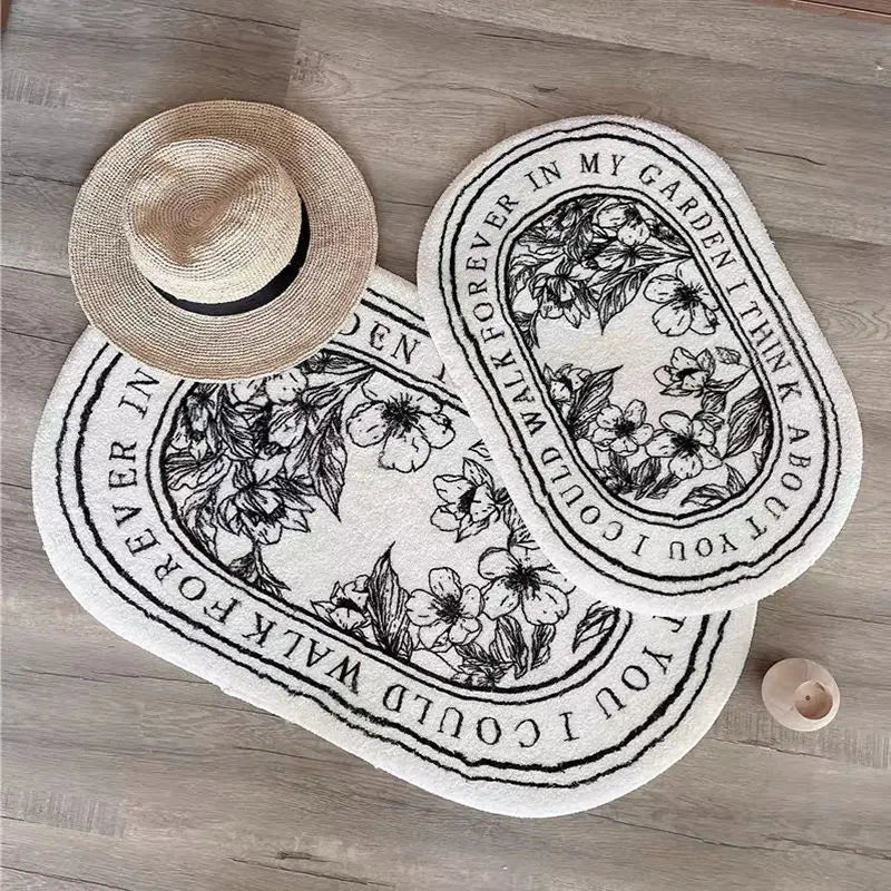 Non-Slip Floral Bathroom Door Mat