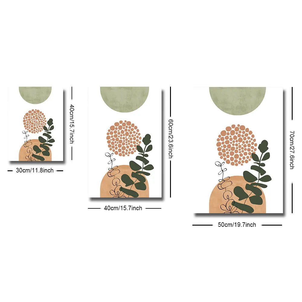 3pcs Modern Boho Abstract Shape Plant Poster
