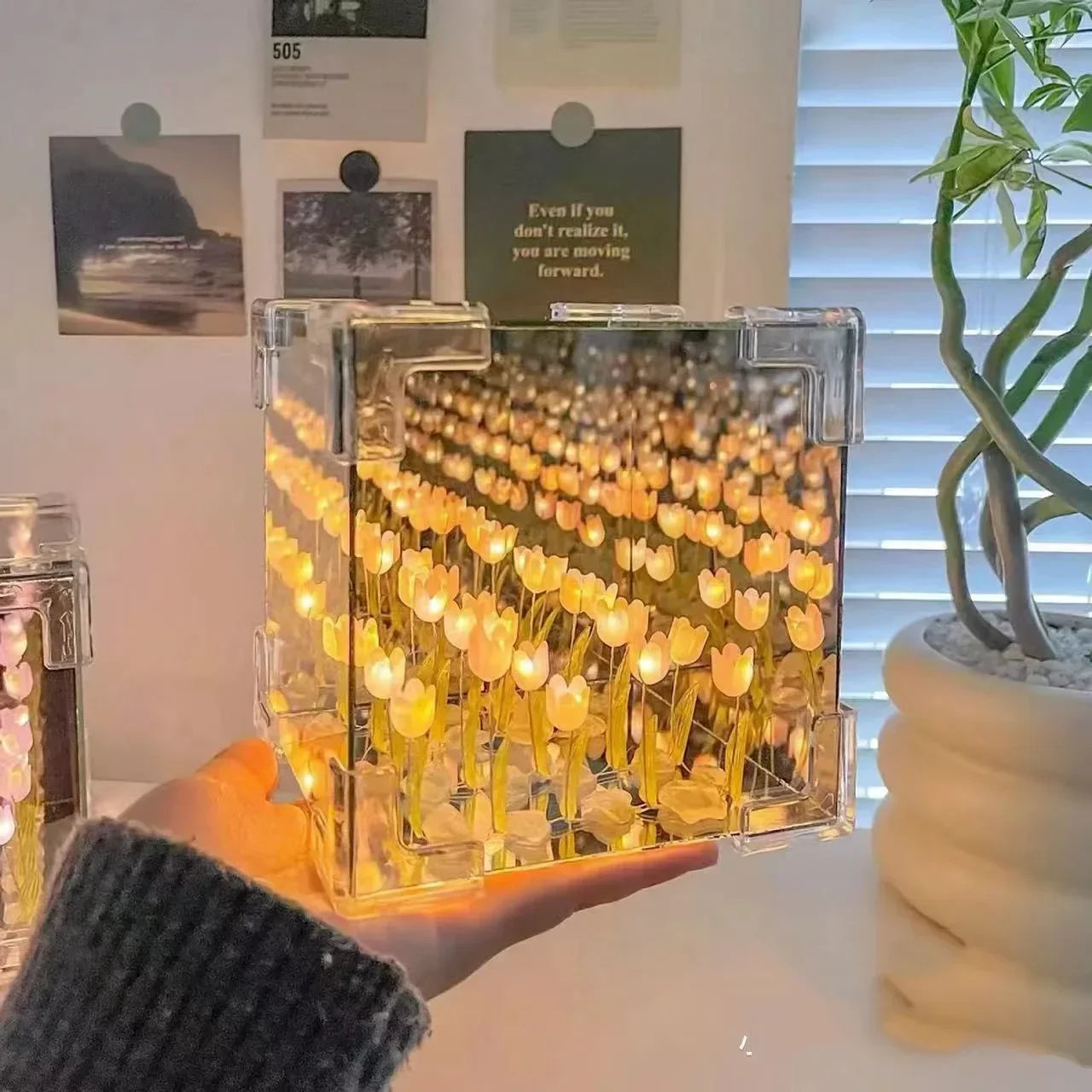 Tulip Flower Sea Cube Three-Dimensional Small Night Lamps