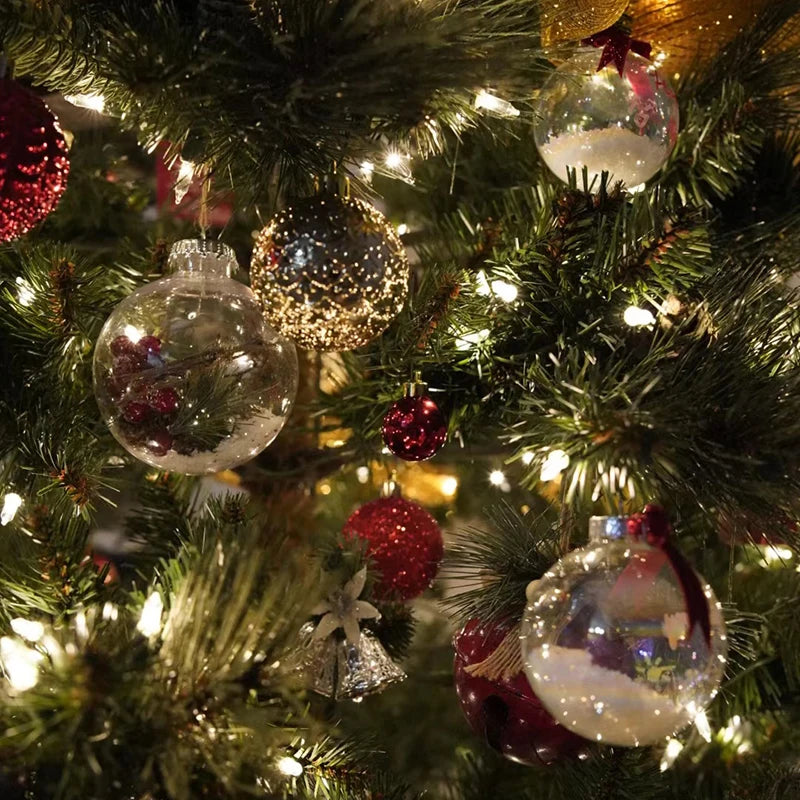 6Pcs Clear Plastic Fillable Christmas Ball Ornaments