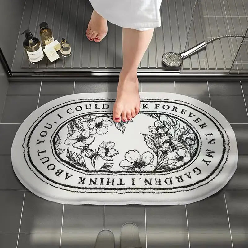 Non-Slip Floral Bathroom Door Mat