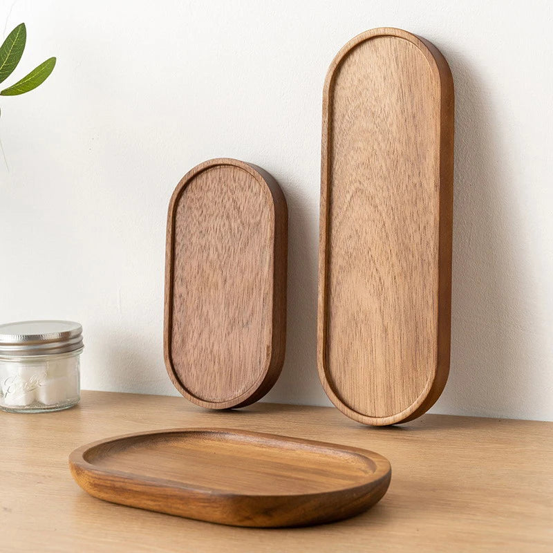 Wooden Round Tray Home Decor Food Items