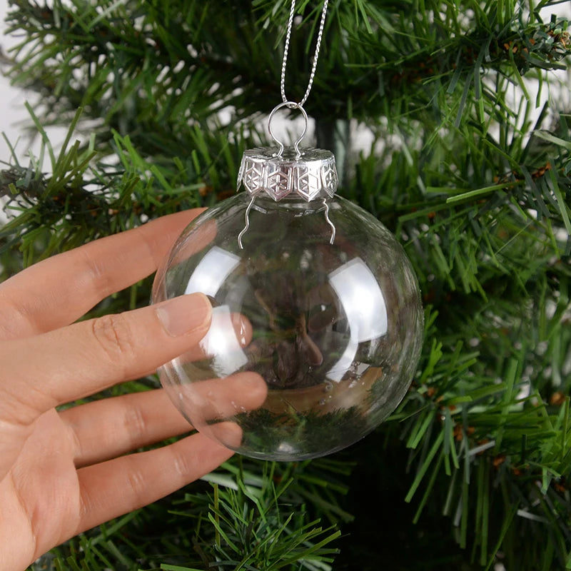 6Pcs Clear Plastic Fillable Christmas Ball Ornaments