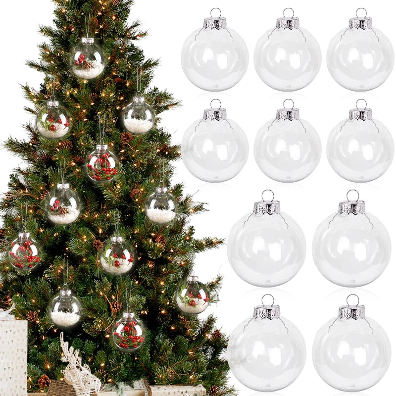 6Pcs Clear Plastic Fillable Christmas Ball Ornaments