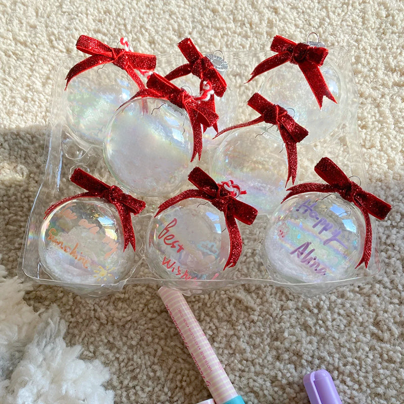 6Pcs Clear Plastic Fillable Christmas Ball Ornaments