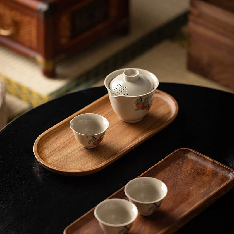 Wooden Round Tray Home Decor Food Items