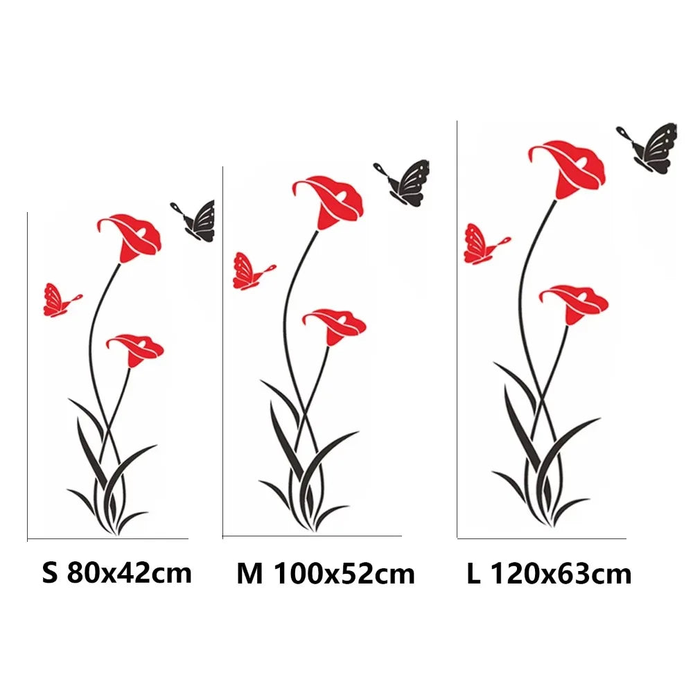 DIY Acrylic Mirror Butterfly & Lily Flower Wall Sticker – Decorative Mural Decal for Living Room, Bedroom & TV Background