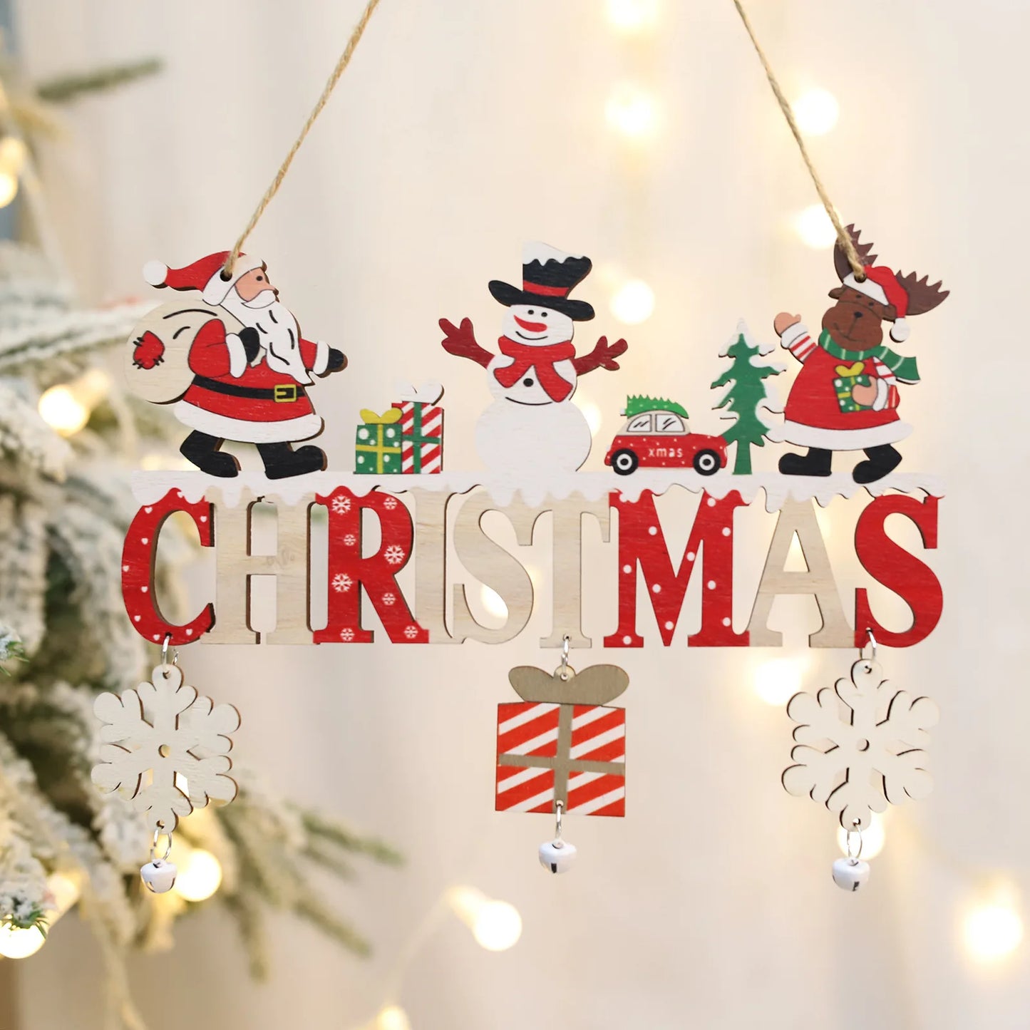 2024 Wooden Christmas Pendants Door Wall