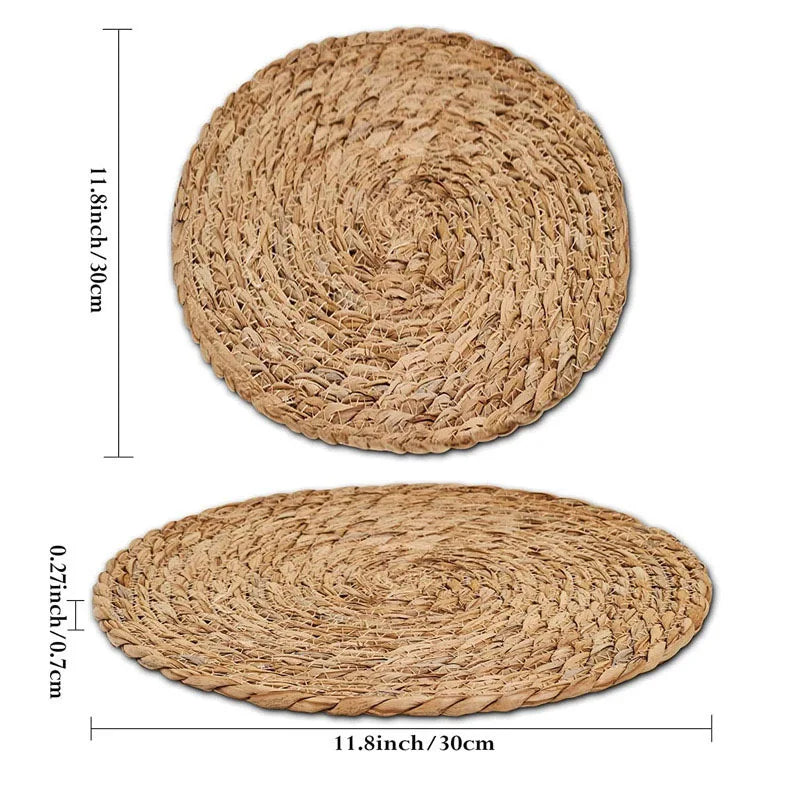 Handwoven Rattan Round Placemats – Natural Heat-Resistant Pot & Table Mats for Dining or Home Decor