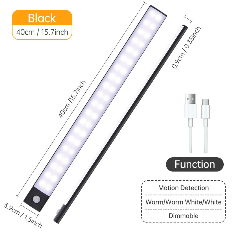 USB Rechargeable Motion Sensor LED Light – Wireless Night Lamp for Cabinet, Wardrobe & Kitchen