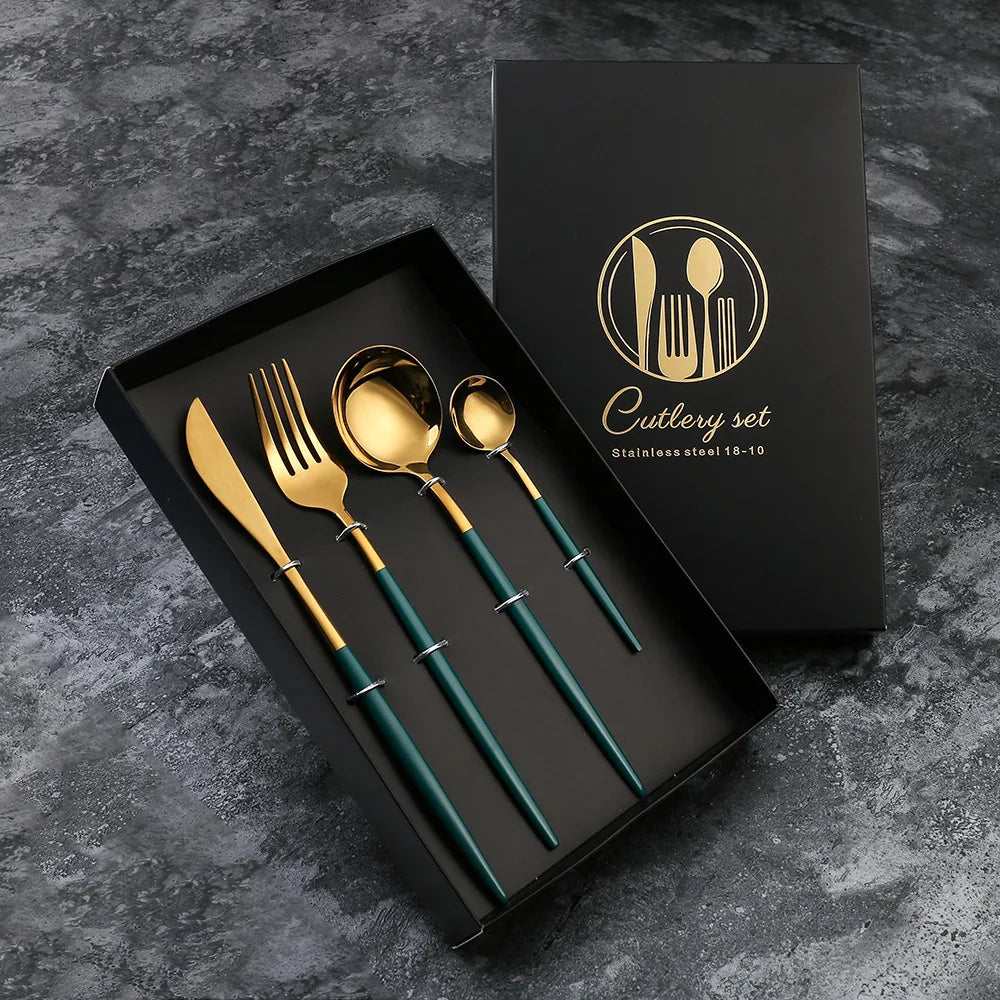 Dinner Set Stainless Steel Chopsticks Spoon & Fork Set