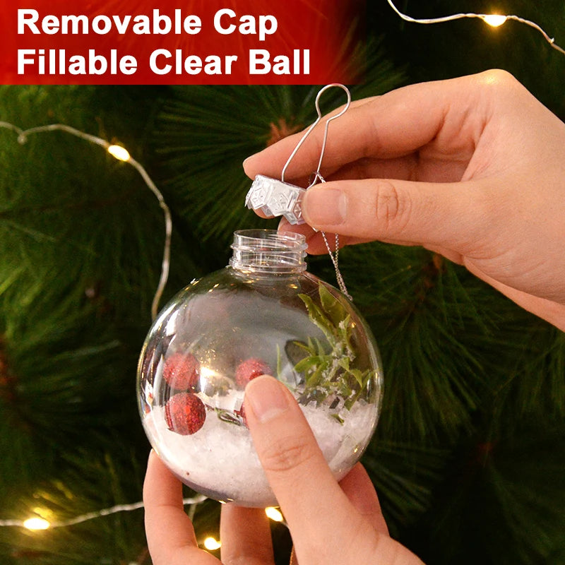 6Pcs Clear Plastic Fillable Christmas Ball Ornaments