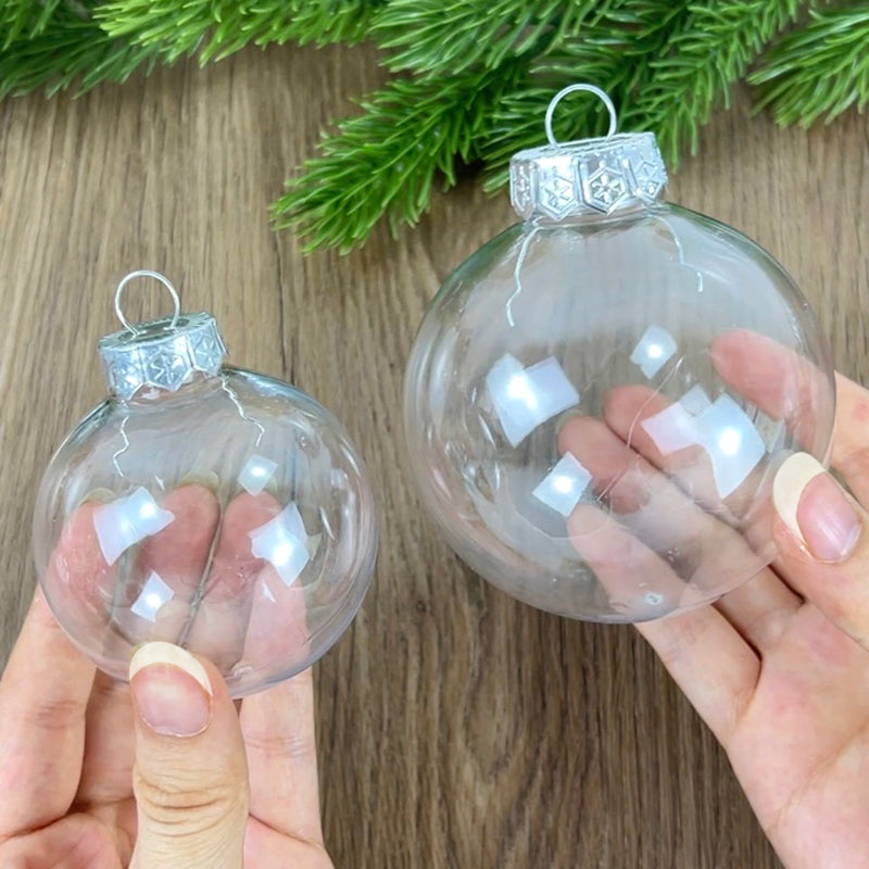 6Pcs Clear Plastic Fillable Christmas Ball Ornaments