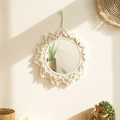 Boho Macrame Round Mirror