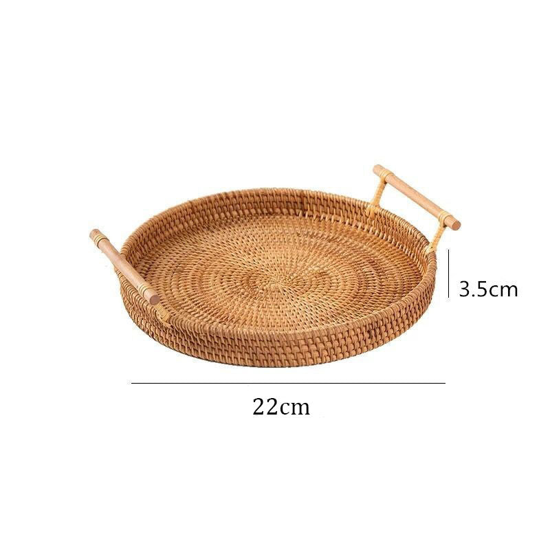 1PC Bread Storage Woven Round Tray Basket