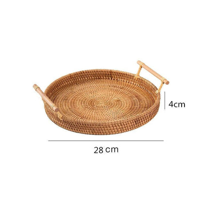 1PC Bread Storage Woven Round Tray Basket