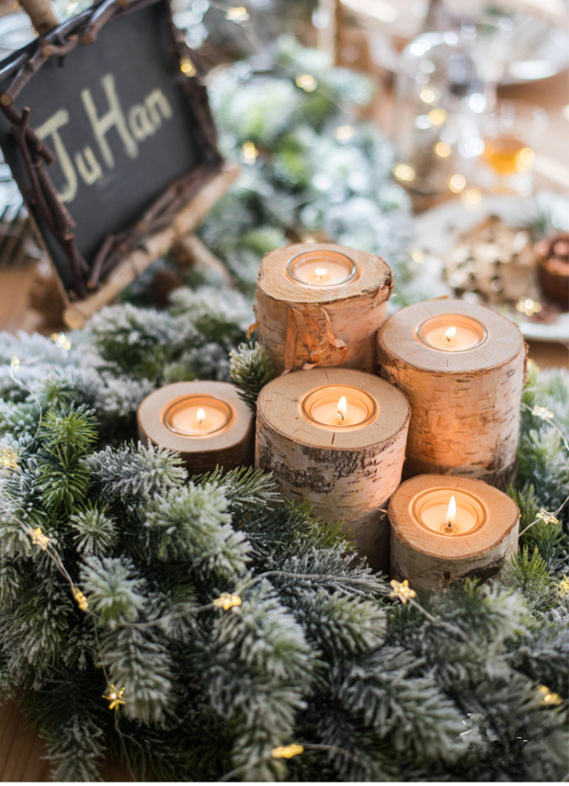 Wooden Table Decor Candle Holder