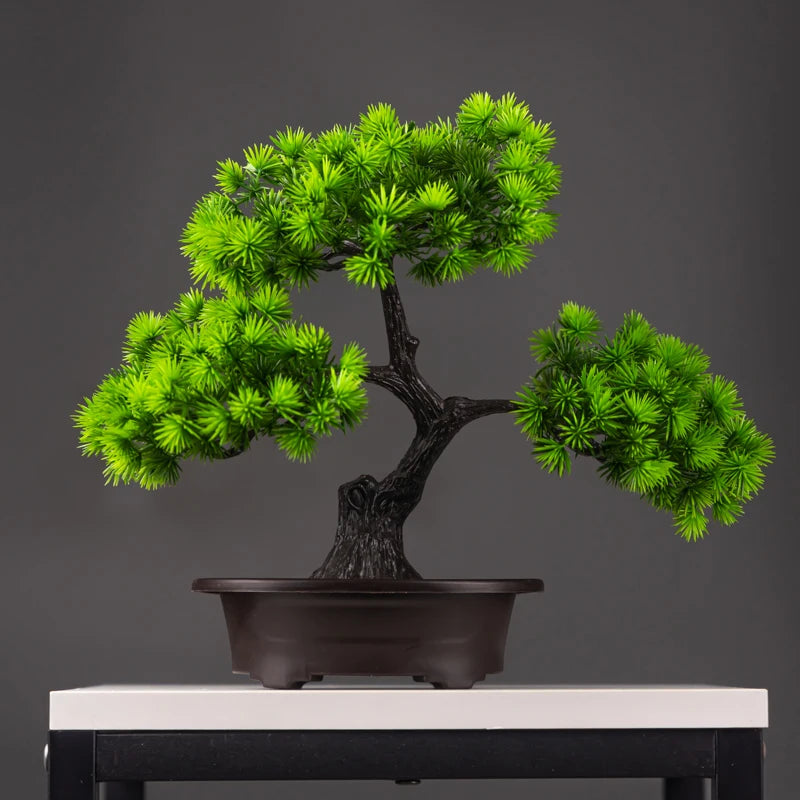 27cm Artificial Pine Bonsai Tree – Realistic Faux Plant for Home & Desktop Decor