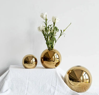 Plating Golden Ball Ceramic Vase