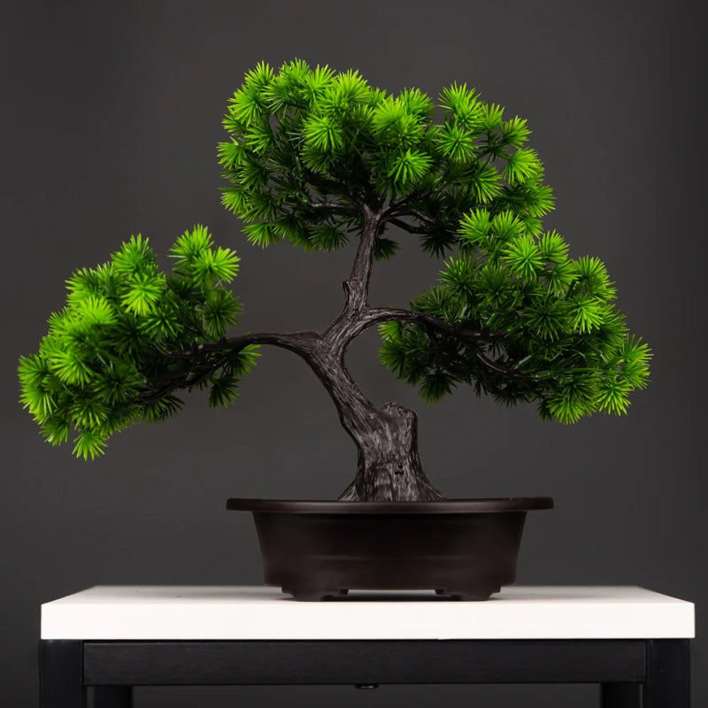 27cm Artificial Pine Bonsai Tree – Realistic Faux Plant for Home & Desktop Decor