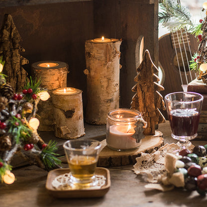 Wooden Table Decor Candle Holder