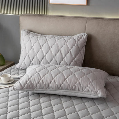 Brushed Cotton Waterproof Pillowcase, Soft Breathable Padded Pillow Cover for Bedroom Bed (Single or 2-Pack)
