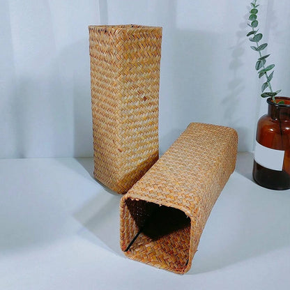 Handmade Woven Flower Vase – Creative Basket Planter for Dried Flowers & Home Décor