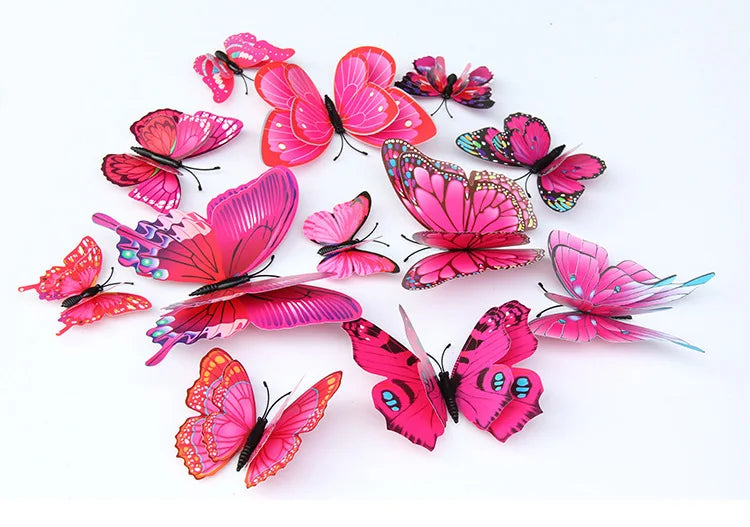 12-Piece 3D Double-Layer Butterfly Wall Decor Stickers with Magnets – DIY Art for Living Room, Wedding & Kids Room