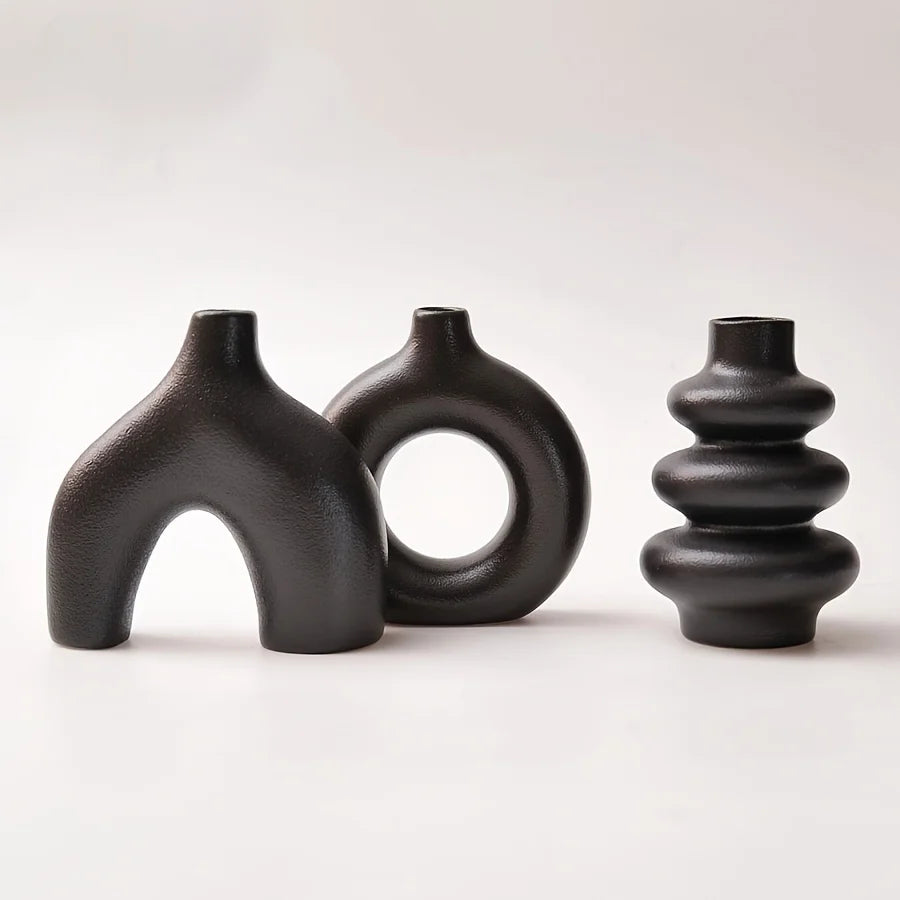 Bohemian Ceramic Vase Set – Elegant Decorative Home Décor for Living Room, Bedroom, Wedding & Table Display