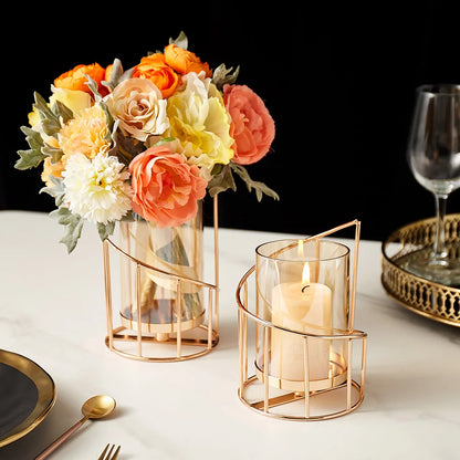 Stylish Metal Candlestick Glass Decor