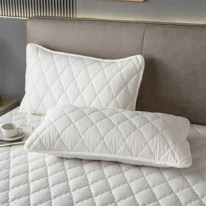 Brushed Cotton Waterproof Pillowcase, Soft Breathable Padded Pillow Cover for Bedroom Bed (Single or 2-Pack)