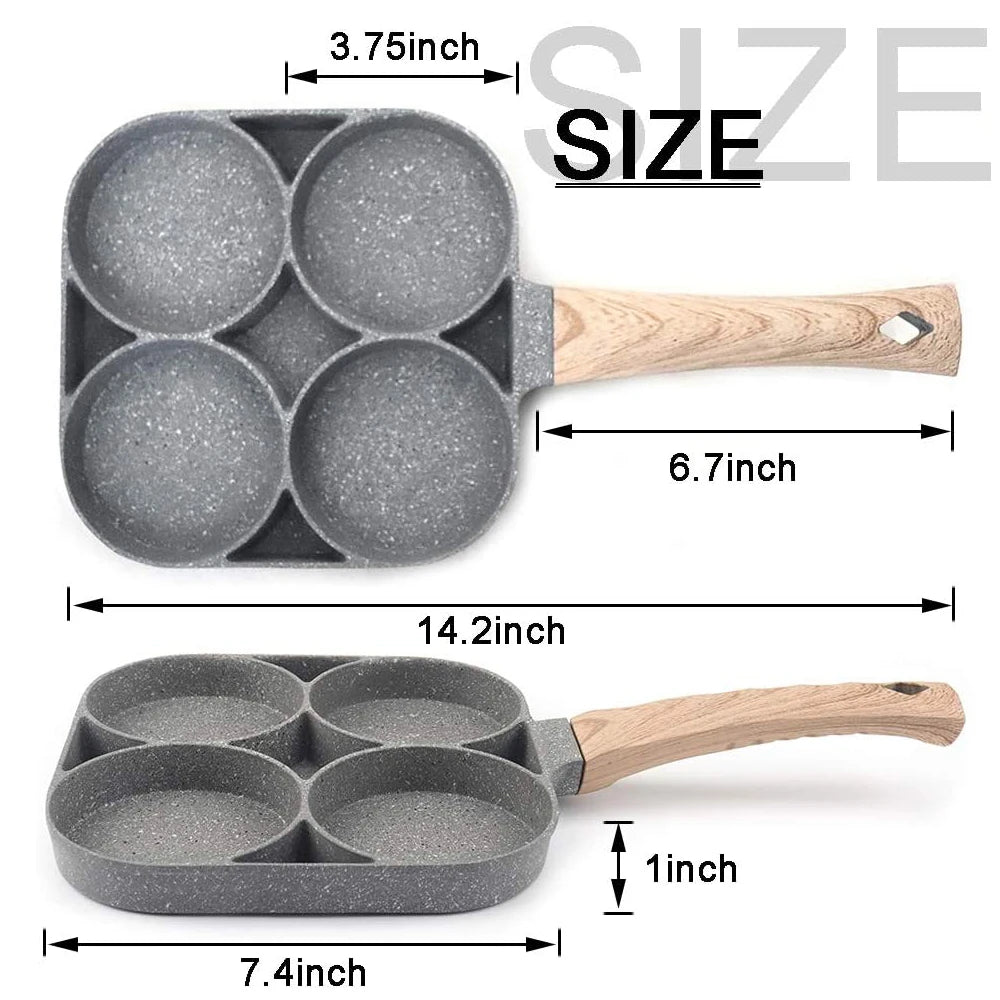 4-Hole Frying Pan Black Non-stick