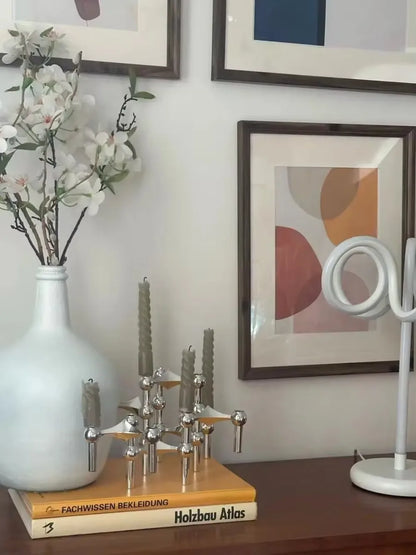 Nordic Silver Molecular Candle Holder – Modern Metal Candlestick Centerpiece for Home Décor & Gifts