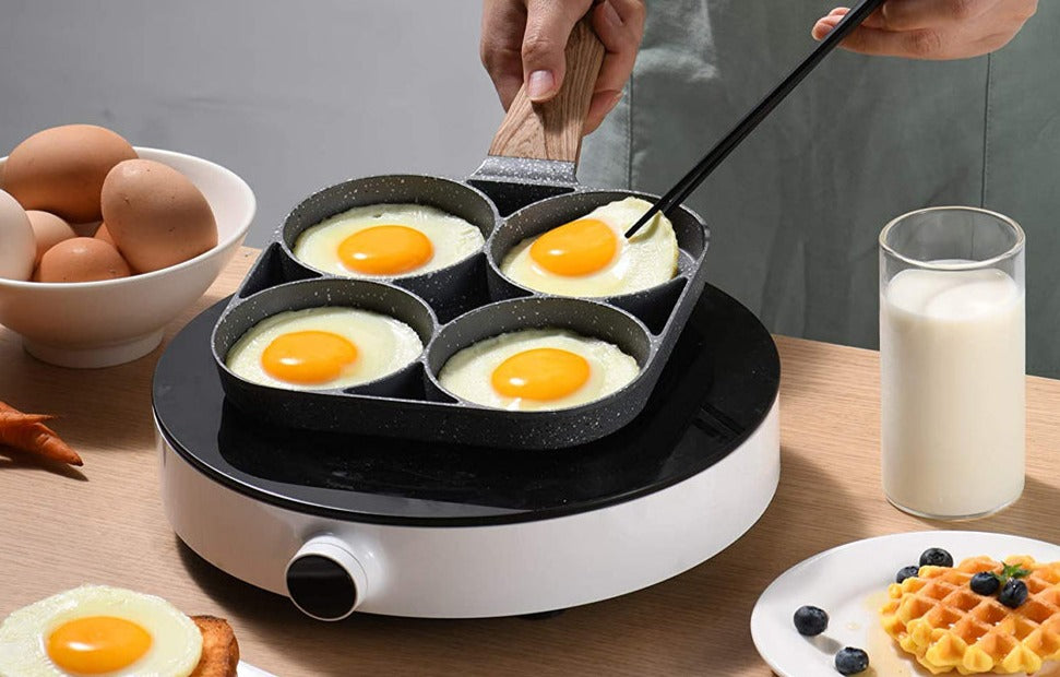 4-Hole Frying Pan Black Non-stick