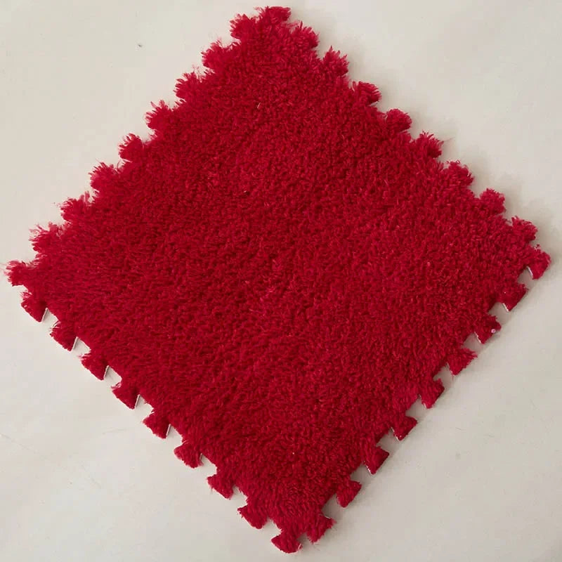 30×30CM Soft Plush Kids Play Mat – Interlocking Puzzle Floor Tiles, Warm Exercise & Decorative Carpet for Children