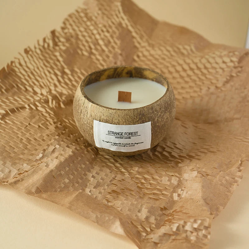 Natural Coconut Shell Scented Candle – Essential Oil Aromatherapy, Premium Plant Wax Home Fragrance