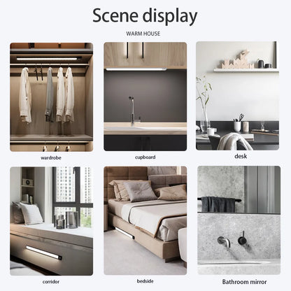 USB Rechargeable Motion Sensor LED Light – Wireless Night Lamp for Cabinet, Wardrobe & Kitchen