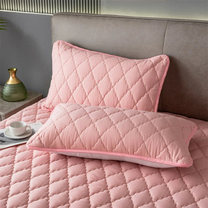 Brushed Cotton Waterproof Pillowcase, Soft Breathable Padded Pillow Cover for Bedroom Bed (Single or 2-Pack)