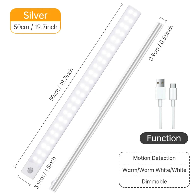 USB Rechargeable Motion Sensor LED Light – Wireless Night Lamp for Cabinet, Wardrobe & Kitchen