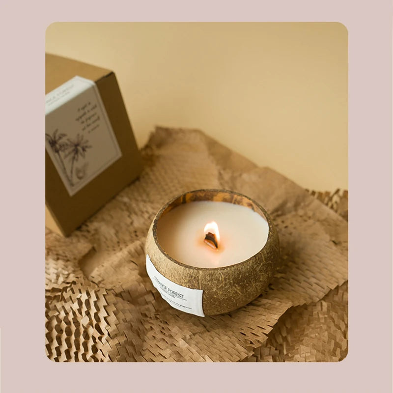 Natural Coconut Shell Scented Candle – Essential Oil Aromatherapy, Premium Plant Wax Home Fragrance