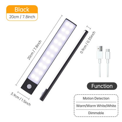USB Rechargeable Motion Sensor LED Light – Wireless Night Lamp for Cabinet, Wardrobe & Kitchen