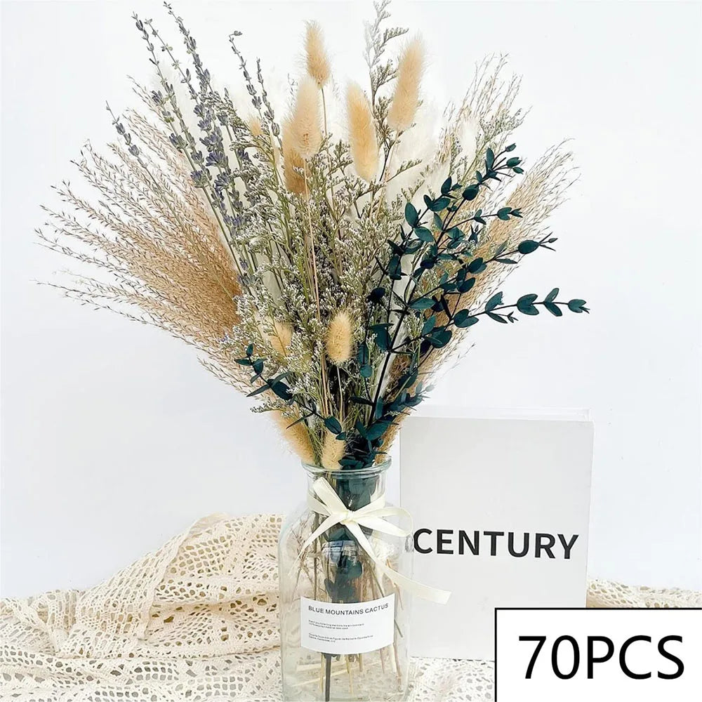 Natural Dried Pampas Grass Bouquet – Modern Vase Filler for Home & Balcony Decor