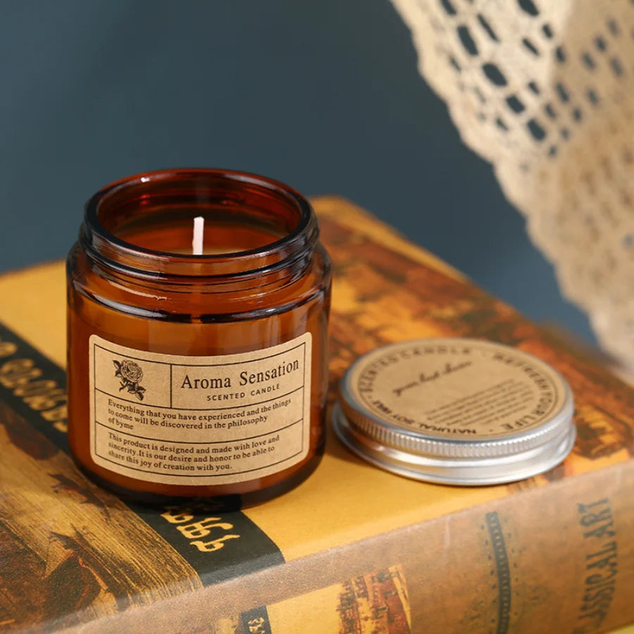 Brown Glass Aromatherapy Candle: Home Gift